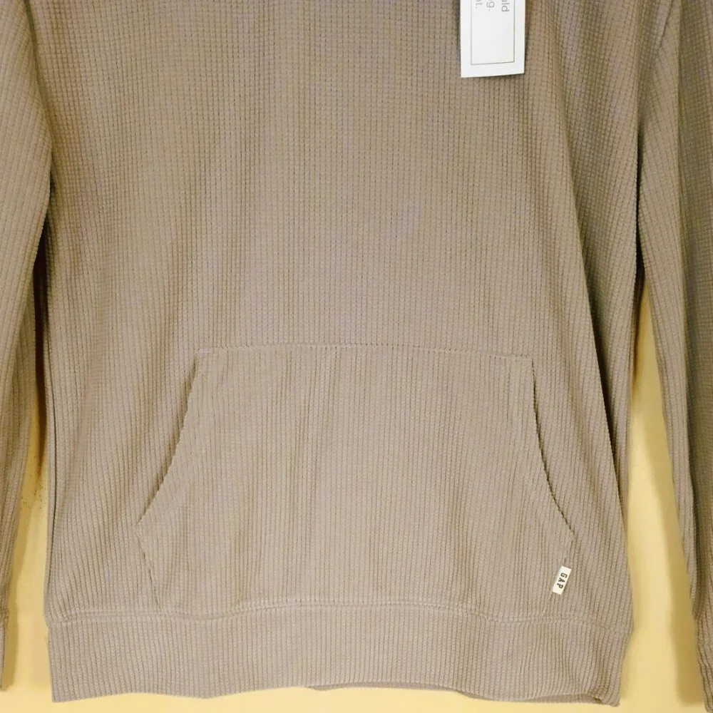 Gap Kids Waffle Knit Top 14 Boys Gray Long Sleeve Kangaroo Pocket Sleep PJ Top